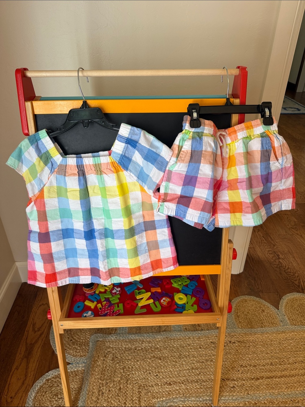 Primary Multicolor Rainbow Gingham Girls Set